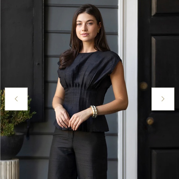 Julia Amory Ava Top Noir medium black dupioni silk - Picture 3 of 6